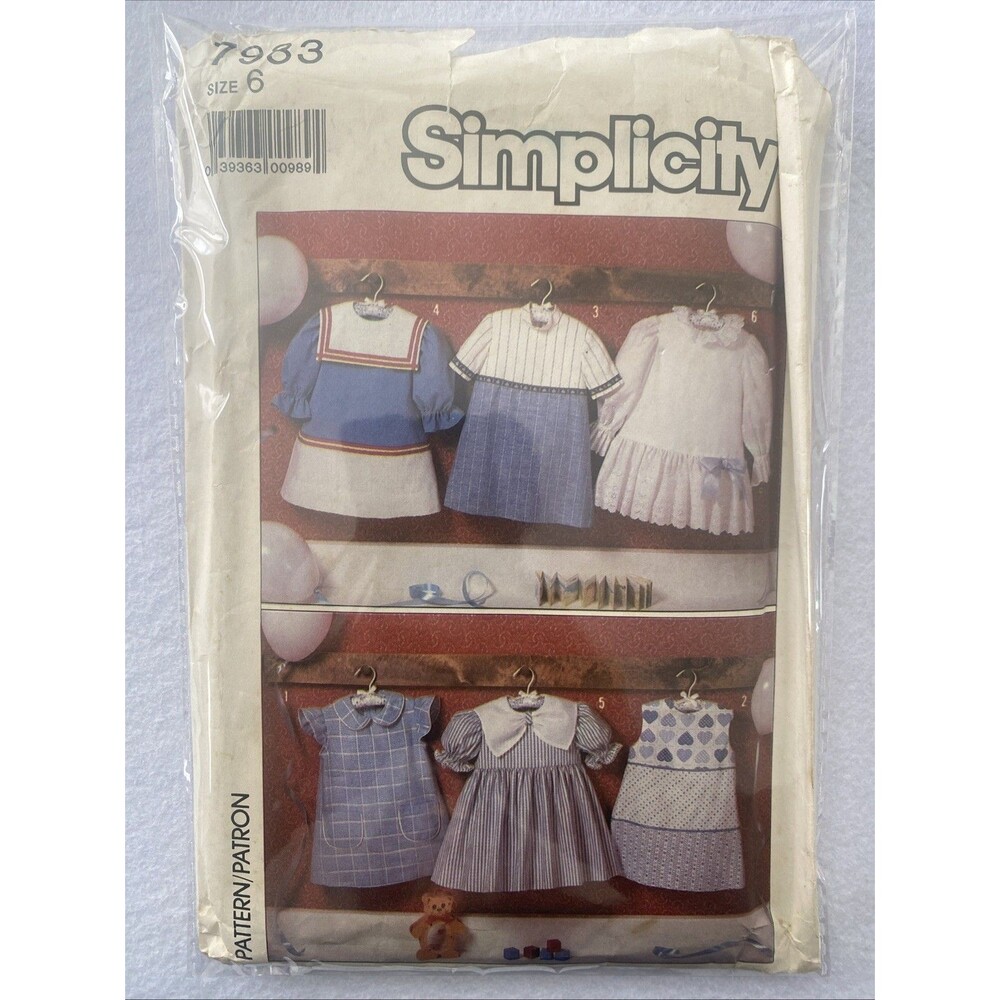 #7983 Simplicity Girls Dress Sewing Pattern - 6 Different Styles - Size 6 - 80s